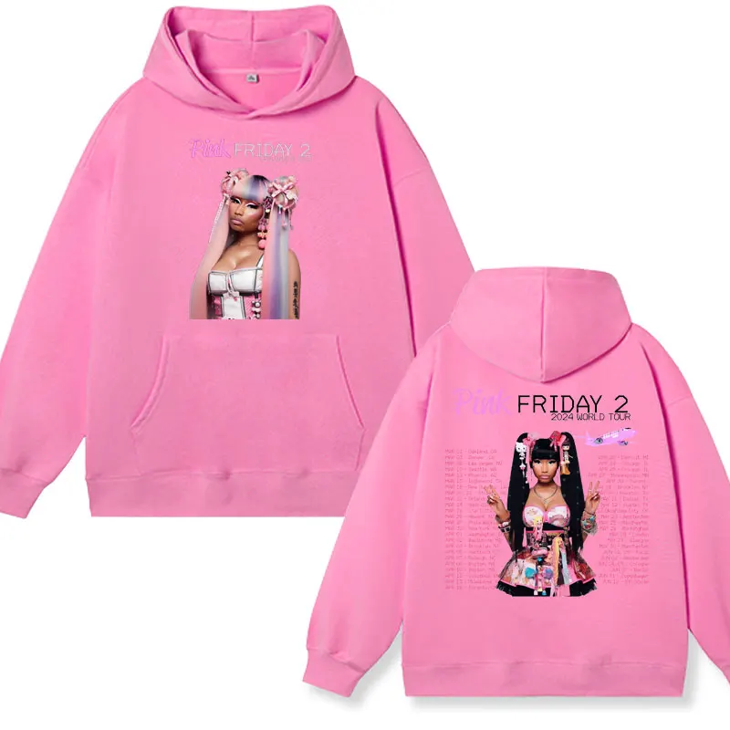 Rapper Nicki Minaj Pink Friday 2 2024 World Tour Print Hoodie Male Hip Hop Fashion Oversized Sweatshirts Unisex Winter Pullover