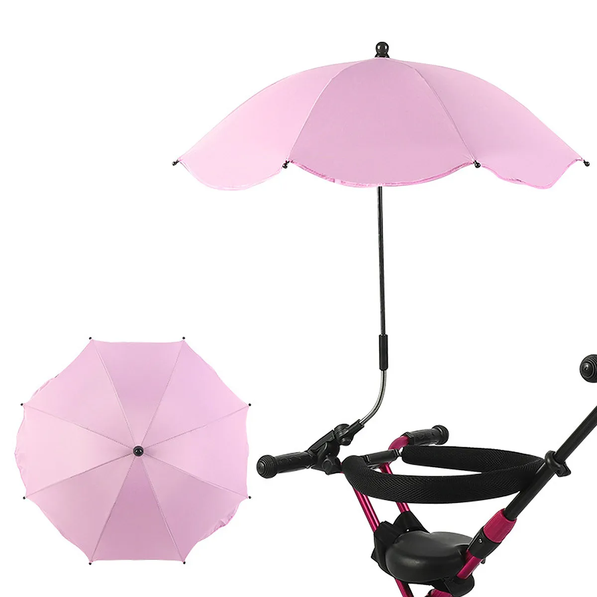 

1 Unit Stroller Umbrella for Baby Cart Uv Blocking Detachable Canopy Lightweight Portable Outdoor Travel Accessory Pink