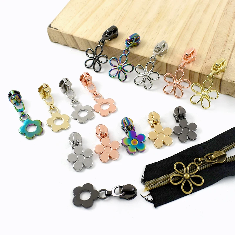 

10/20Pcs Meetee 5# Flower Zippers Slider for Bag Nylon Closure Zips Heads Garment Decor Zipper Puller Repair Kits DIY Sewing