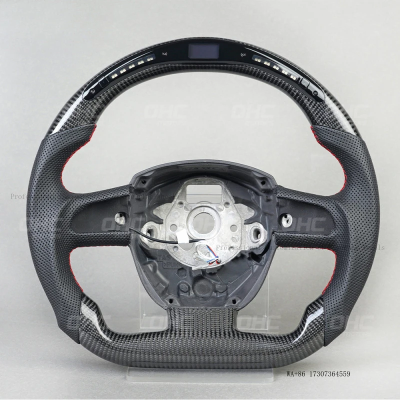 

Suitable for Audi A5, carbon fiber + perforated leather, LED light, car modification steering wheel