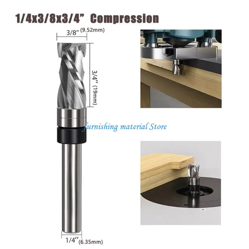 

Y5GD 1/4inch/3/8inch/1/2inch/3/4inch Double Bearing Flush Trim Router Bit Tool