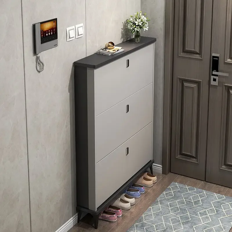 Ultra-thin shoe cabinet, large-capacity tipping bucket cabinet storage shoe rack outside the door of the home