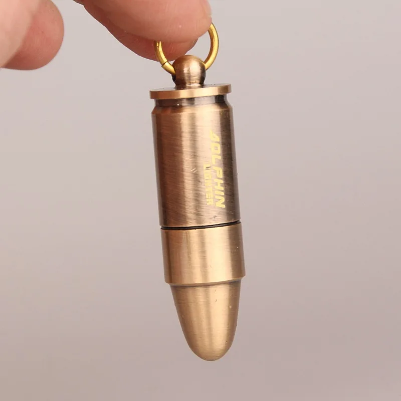 Retro Mini Bullet Shape Lighters Flame Lamp Oile Oil Lighter Keychain Refillable Lamp Oile Cigar Lighters Outdoor Men's Gadget