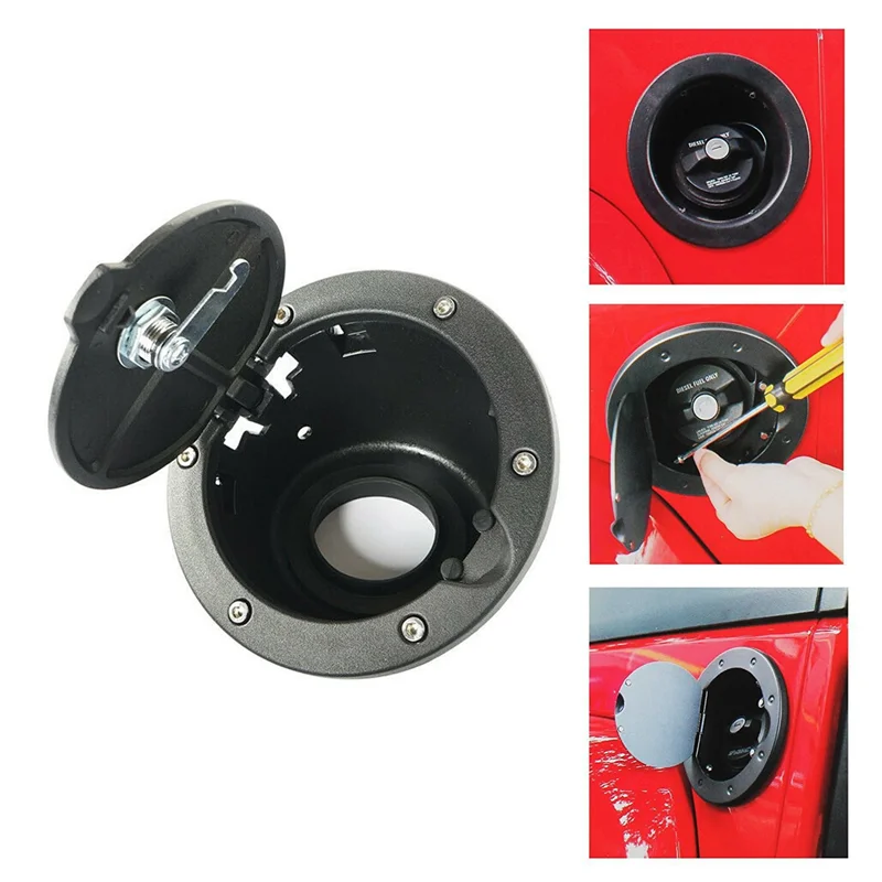 

2X For Jeep Wrangler JK 07-18 Car Gas Gasoline Tank Cap Cover With Lock Aluminum Locking Fuel Gas Gasoline Tank Cap