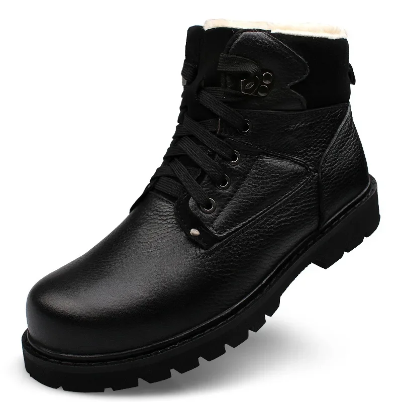 Winter Men Boots Anti-Skidding genuine Leather Shoes Men Popular Comfy Men Shoes Short Plush Snow Boots men Outsole Winter Boots