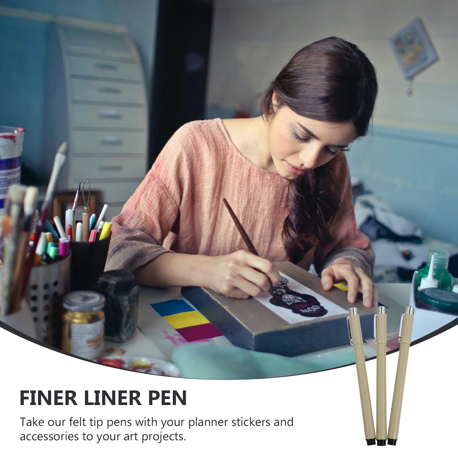 

3pcs Fine Tip Pens For Art Illustration Hook Line Marker Ink Pen Set Premium Water-Based Ink Quick Dry No Comfortable