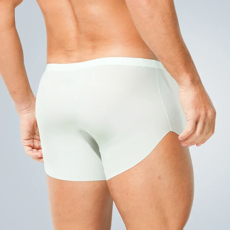 3 قطع ثلاثة أزواج من الملابس الداخلية بدون خياطة بخيوط الجليد للرجال، سراويل مسطحة بأربعة زوايا، سراويل صيفية رفيعة للرجال مضادة للاحتكاك