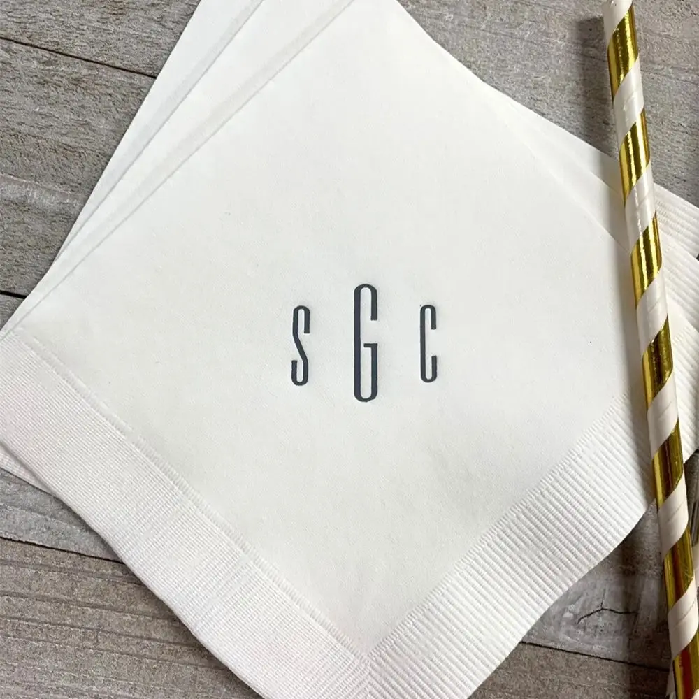 

Personalized Napkins Initials Monogram Paper Custom Printed Wedding Birthday Hostess Gift Beverage Cocktail Luncheon Dinner Gues