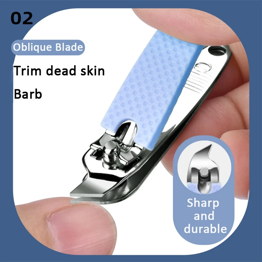 مجموعة مانيكير لطيفة من الفولاذ المقاوم للصدأ للنساء والرجال ، مقصات الأظافر ، تصميم كرتون ، مانع للإنزلاق ، حافظة محمولة ، مجموعة 7