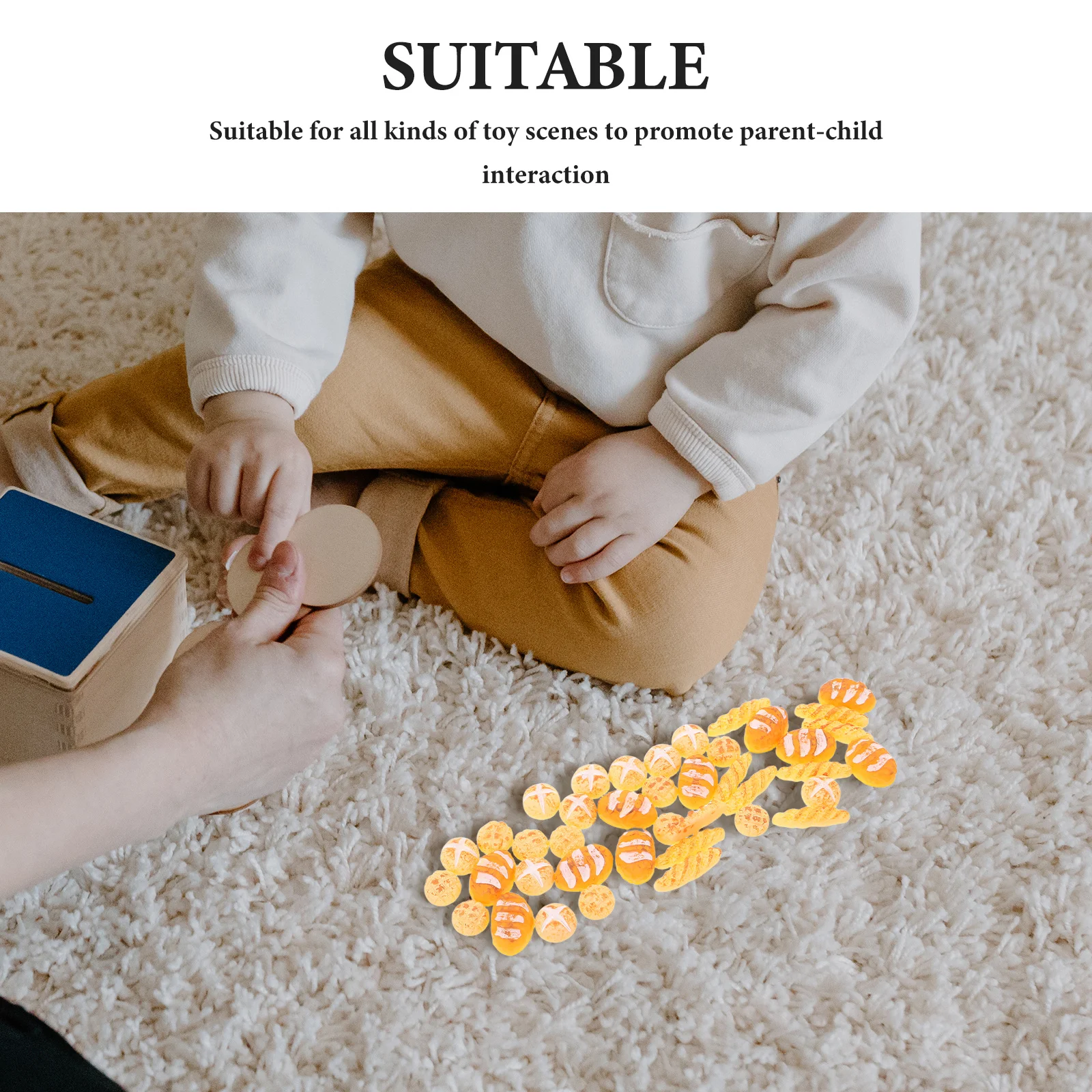 인형집용 미니 빵 50개: 사실적인 레진 음식 세트 인공 베이커리 장식 미니어처 주방 놀이 - 시뮬레이션 음식