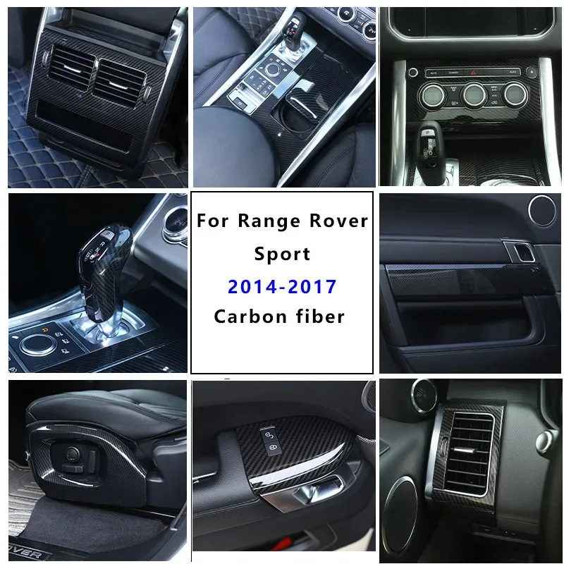For Land Rover Range Rover Sport 2014-17 Carbon Fiber Car Center Control Panel Steering Wheel Door Trim Sticker Car Accessories