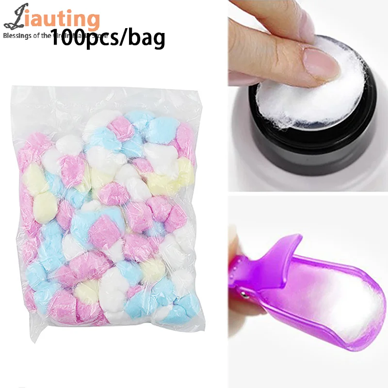 100Pcs Nail Polish Remover Cotton Wool Balls Cleaning Tool Face Make Up Nail Art Cleaner Manicure Tools