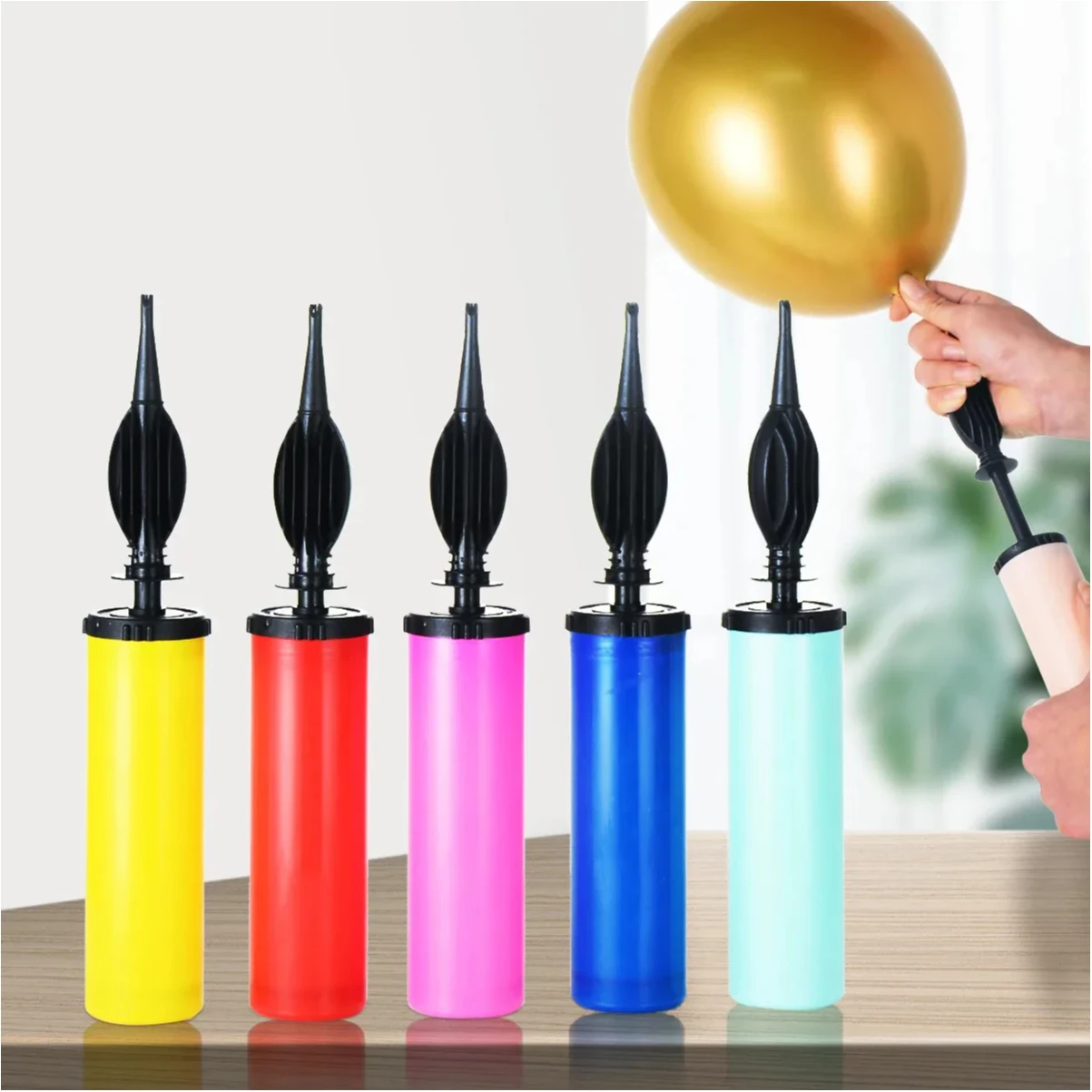 1/3/5 Pcs Random Balloon Pump Air Inflator Hand Push Portable Balloon Accessories For Wedding Birthday Party Decor Supplies