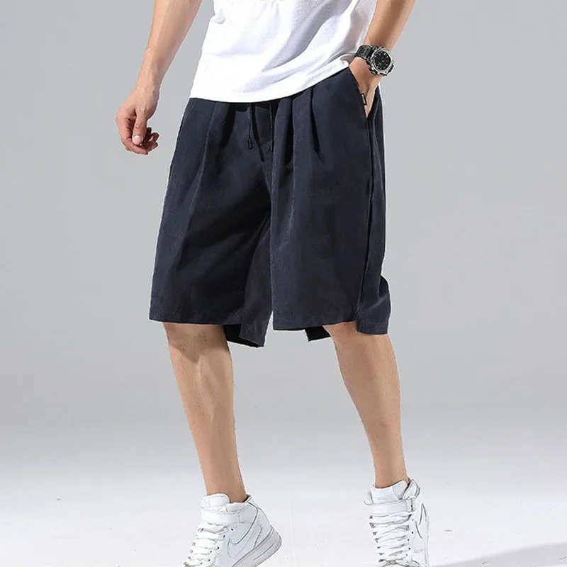 Summer New Men Solid Oversize Cargo Shorts Basketball Gym Baggy Jorts Elastic Waist Streetwear Vintage Fashion Male Casual Pants