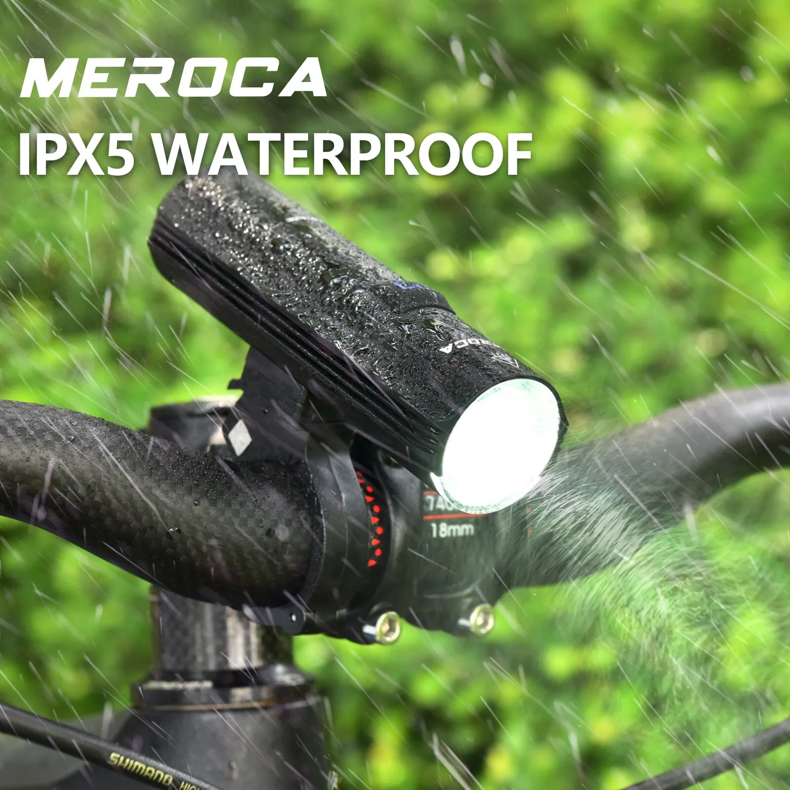 MEROCA Bicycle Front Light Type C Rechargeable 4500mAh Ipx5 Rainproof Led Flashlight 1000LM Mountain Bike Lamp