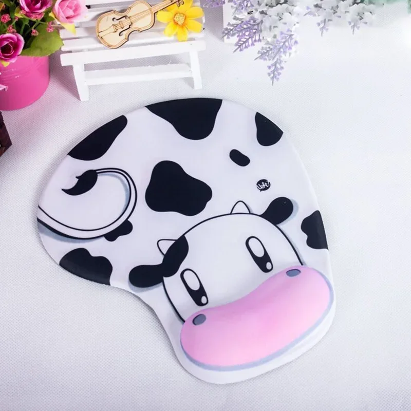 New Cartoon Cow Gaming Pad with Wrist Rest Support Comfort Mice Mat Non-flip Soft Ergonomic Mouse Pad for Computer Desk Mat