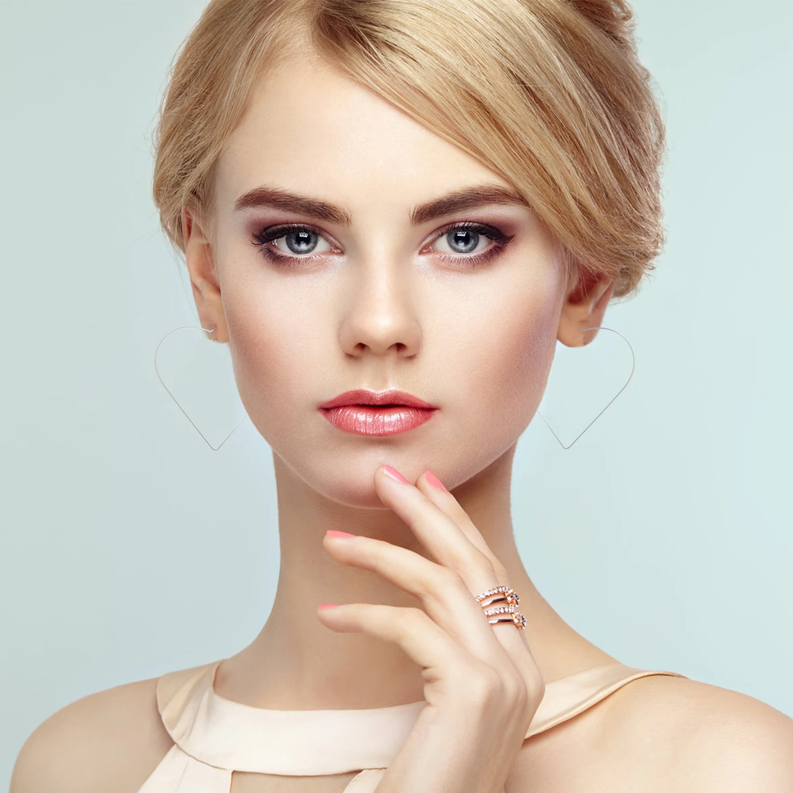 

2 Pairs Hollow Metal Stud Earrings Jewelry Heart for Girls Studs Women Jewelries