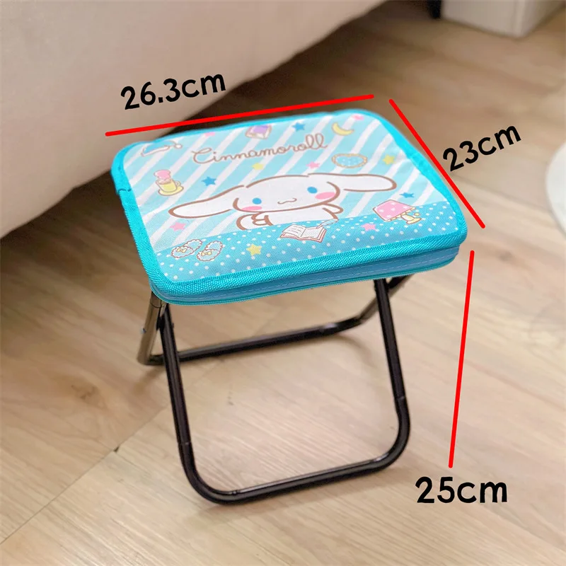 Nuevo lindo Hello Kitty Kuromi My Melody Oxford tela Camping silla plegable Anime Sanrio corazón femenino conveniente taburete plegable regalos