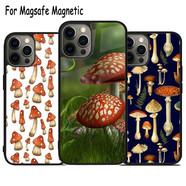 

Red Mushroom Toadstool Spore Wireless Charge Magsafe Phone Case For iPhone 15 16 14 13 11 12 Pro Max Plus Magnetic Bumper Cover