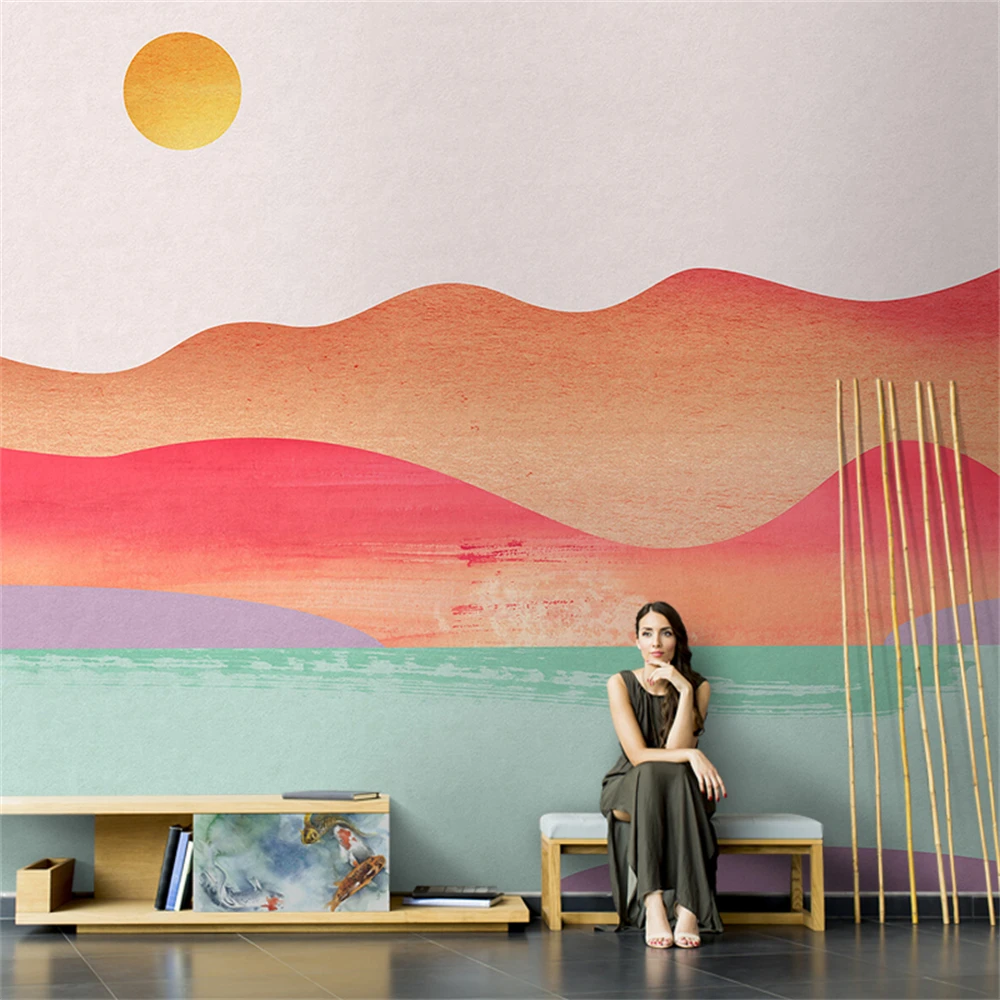 

Custom Nordic color artistic landscape Mural Wallpaper living room Photo Wall Paper Office Papel De Parede 3D interior stickers