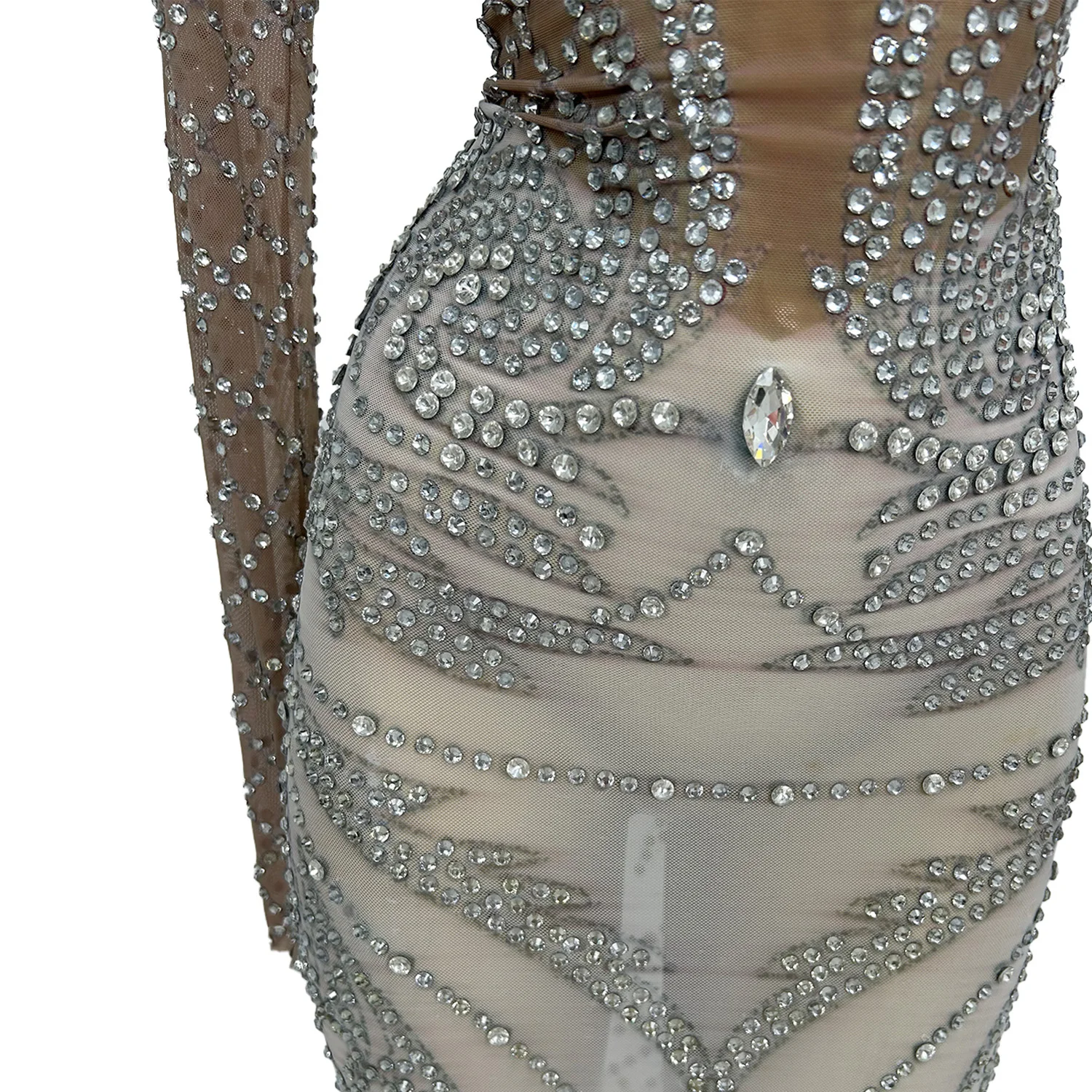 Vestidos Sexy Diamond Night Club Sheath Dress Ladies Evening Gown Drag Show Stage Performance Costume Mini Cocktail Party Dress