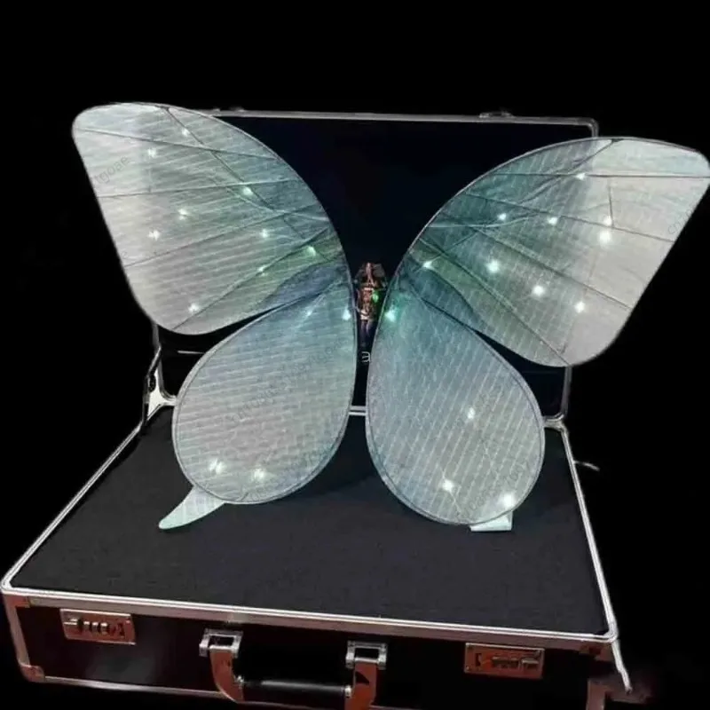 LED Light Up Butterfly Prop, Large Glowing Butterfly Decoration with Aluminum Carry Case for Stage & Event