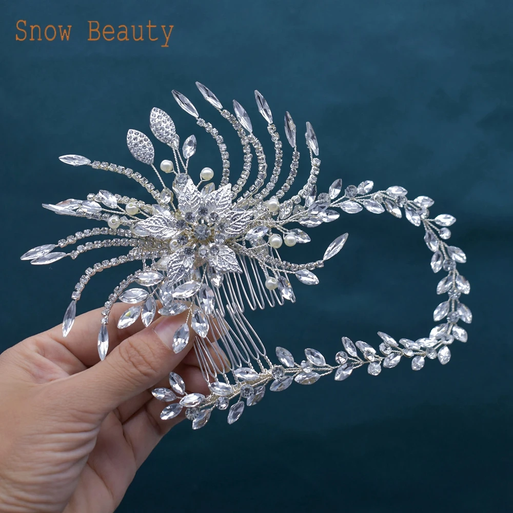 

DZ045 Handmade Bridal Hair Comb Clip for Wedding Hair Accessories for Brides Hair Pieces for Brides Women Tiara Silver Headpiece