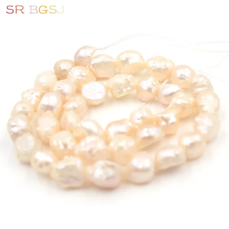 7-8mm White Pink Natural Nearly Round Reborn Keshi Edsion Freshwater Pearl Beads Strand 14