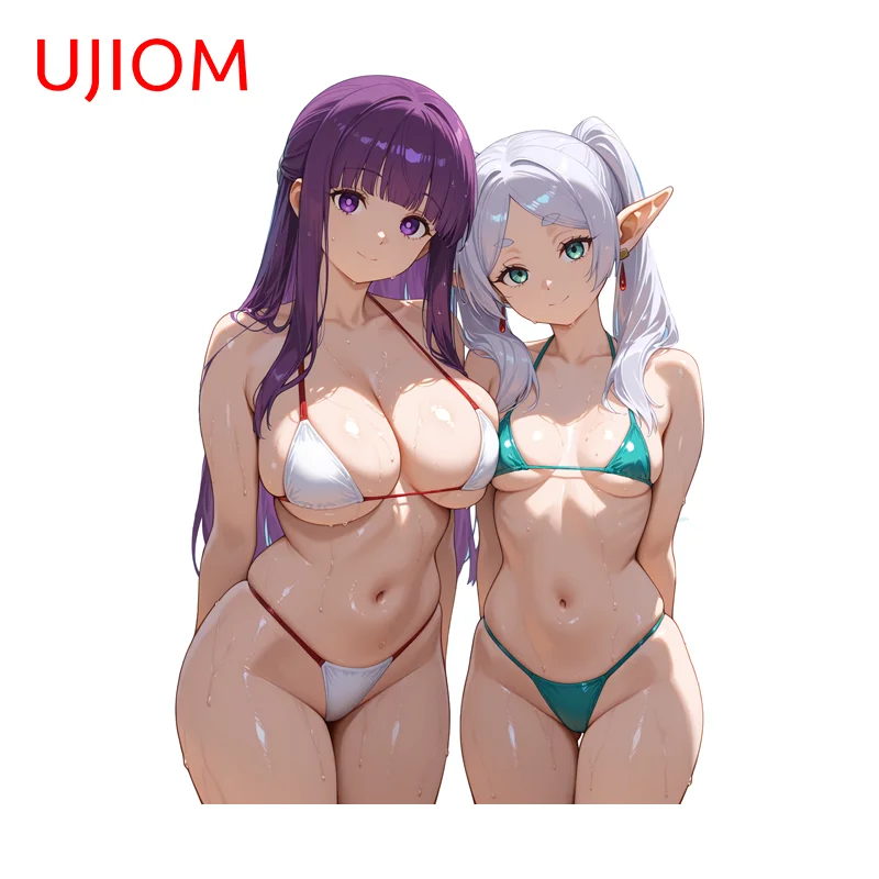 UJIOM Frieren Fern Alluring Two Girls Bikini Wall Sticker Popular GL Lala Personality Edgy Room Decal High Quality DIY Decor