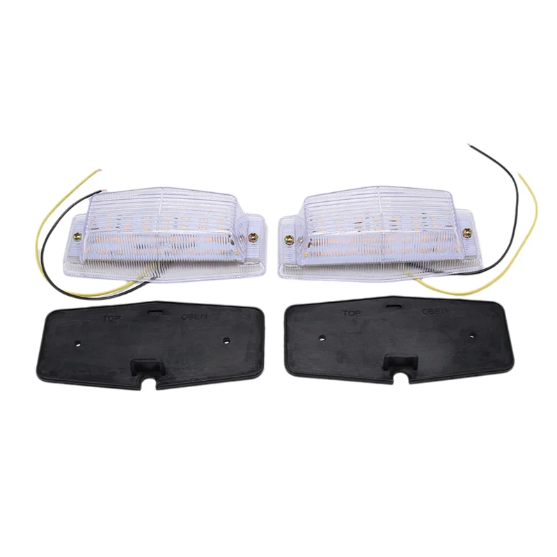 

White Retro Front Marker Lamp Grille LED Light 2 Pack For Scania Truck Lorry Double Burner Style Indicator Light