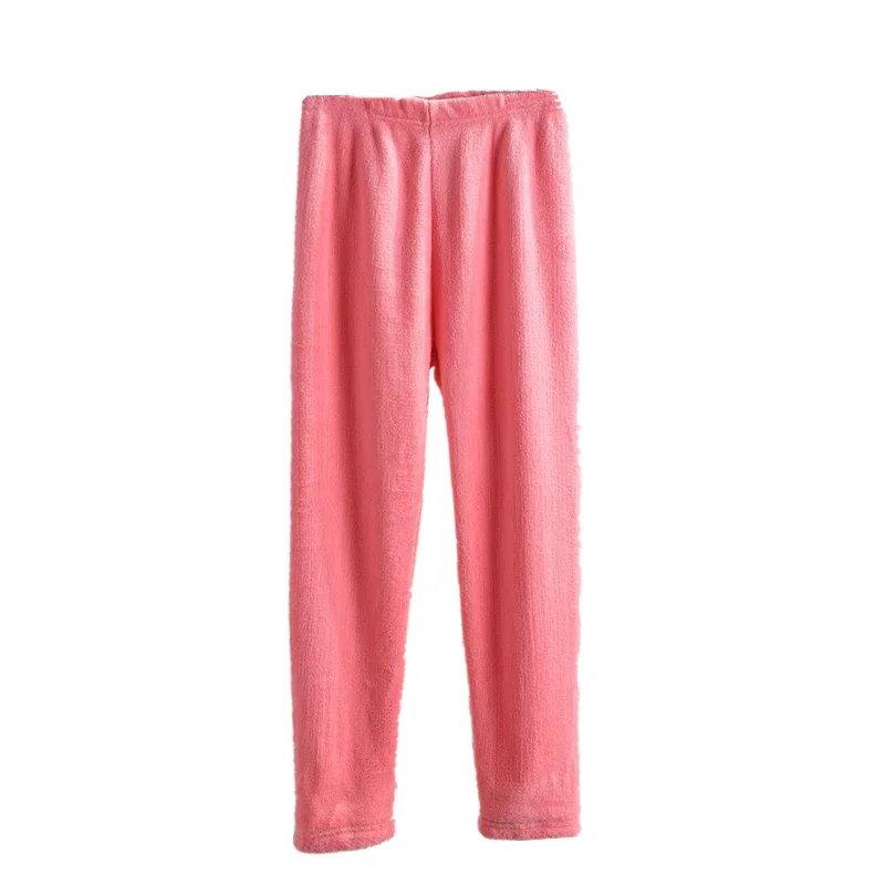 

Flannel Sleep Bottoms Women High Waist Warm Casual Full Length Japanese Style Plus Velvet Minimalist Loose Simple Trousers Chic