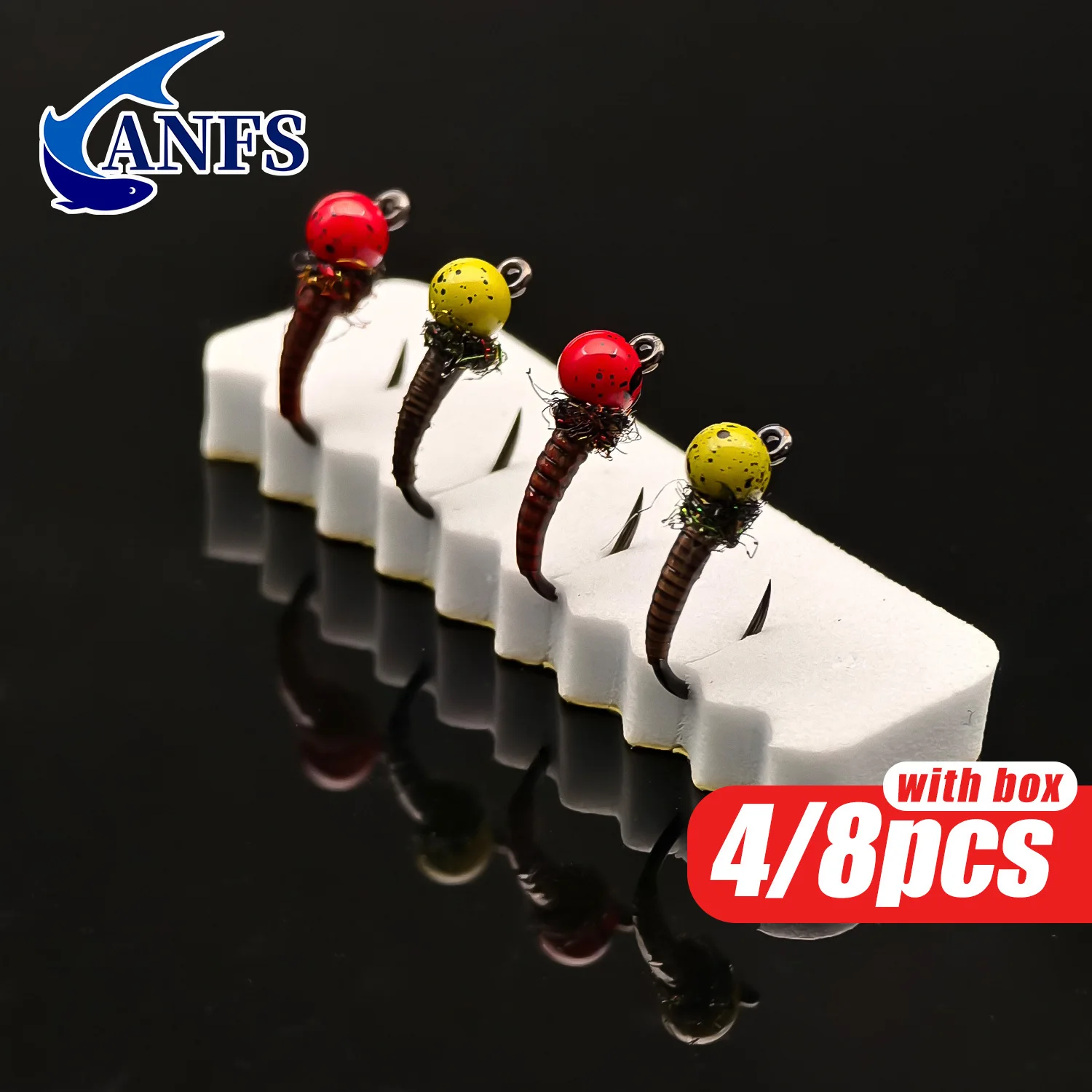 ANFS 4pcs/8pcs Nymph Fly Kit with Storage Box, Vibrant Color Fly Fishing Flies for Freshwater Fishing