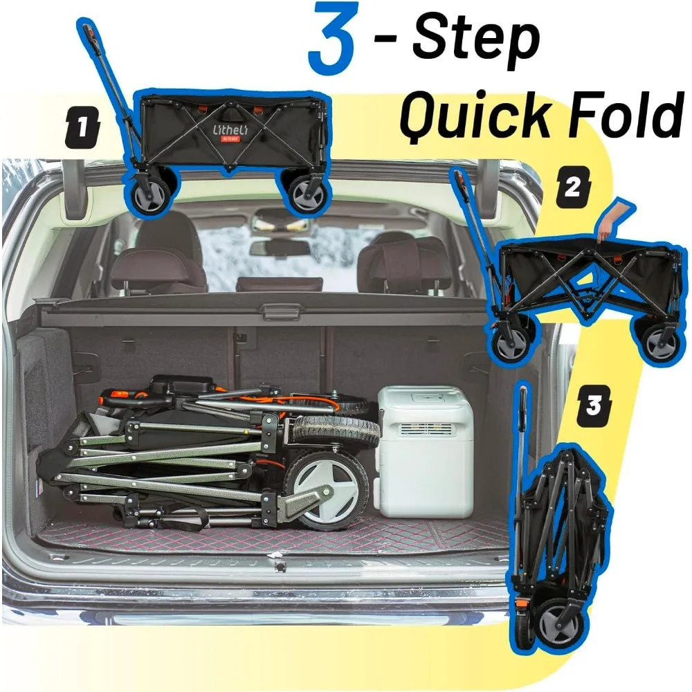 Battery-Powered Electric Utility Wagon Cart with All-Terrain Wheels, Variable Speed, 200L Capacity, 300 lbs Load Capacity for He