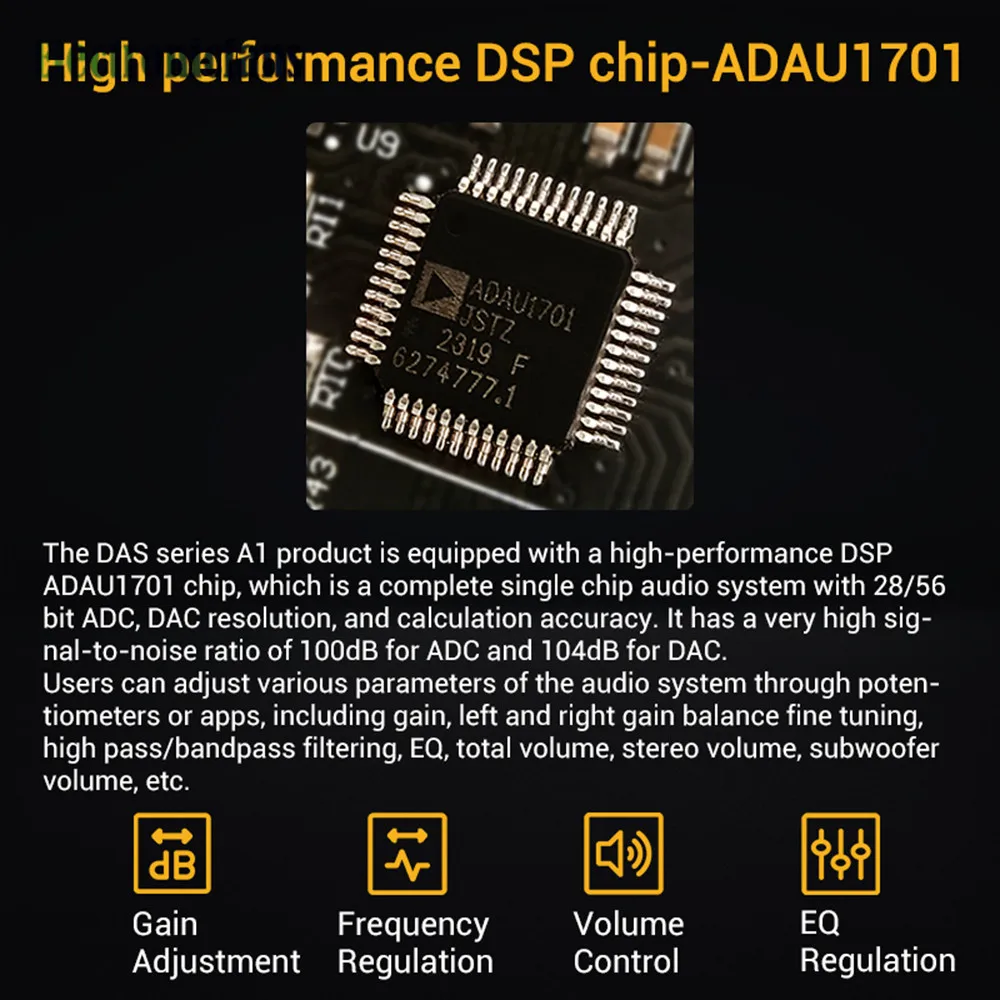 DSP A1 wzmacniacz subwoofera niezależny układ DSP ADAU1701 3 DSP tryby regulacji 10-band EQ 2.1-kanałowy 160W 160W 220W