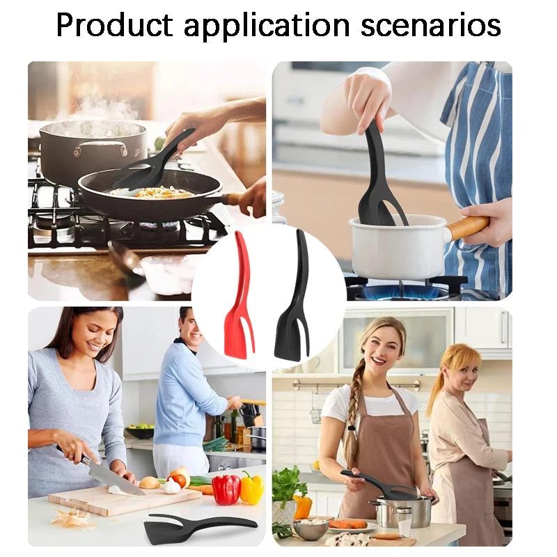 Spatule en Nylon 2 en 1 pour frire les œufs, cuisson du pain, des crêpes, du Steak, la friture en profondeur, rend la cuisine plus facile avec des outils de cuisine, 1 pièce