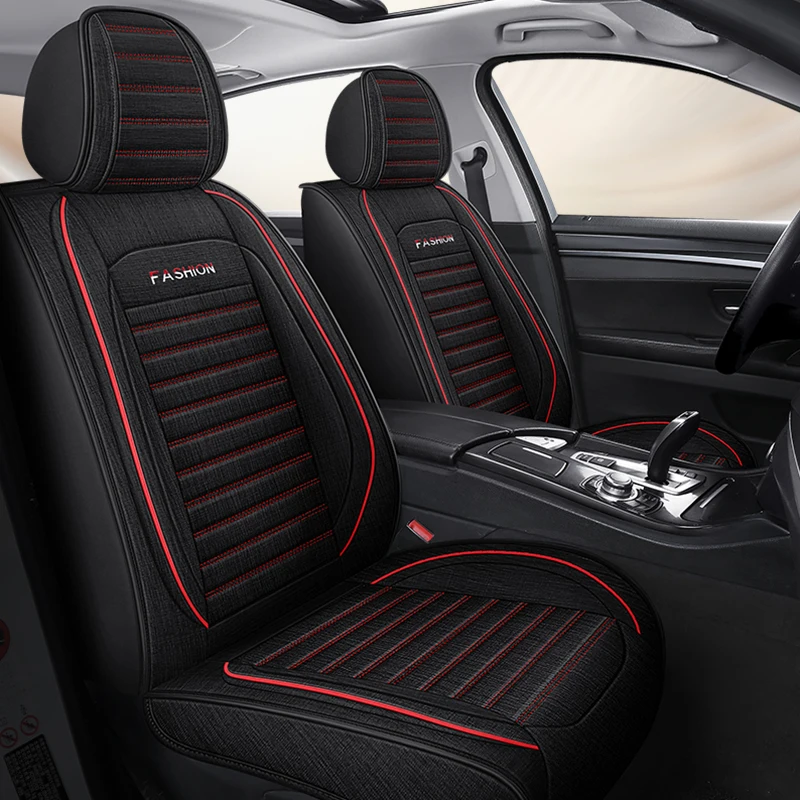 Front Single Seat, Luxurious Linen Full-Cover Car Seat Cover, Universal, Breathable and Wear-Resistant, Comfortable for All Seasons, Fits the Seat Well, Easy to Clean and Maintain, with Three-Dimensional Side Support, Enhances Driving Experience, Available in Five Colors, Suitable for Sedans, Suvs, Trucks and Other Models
