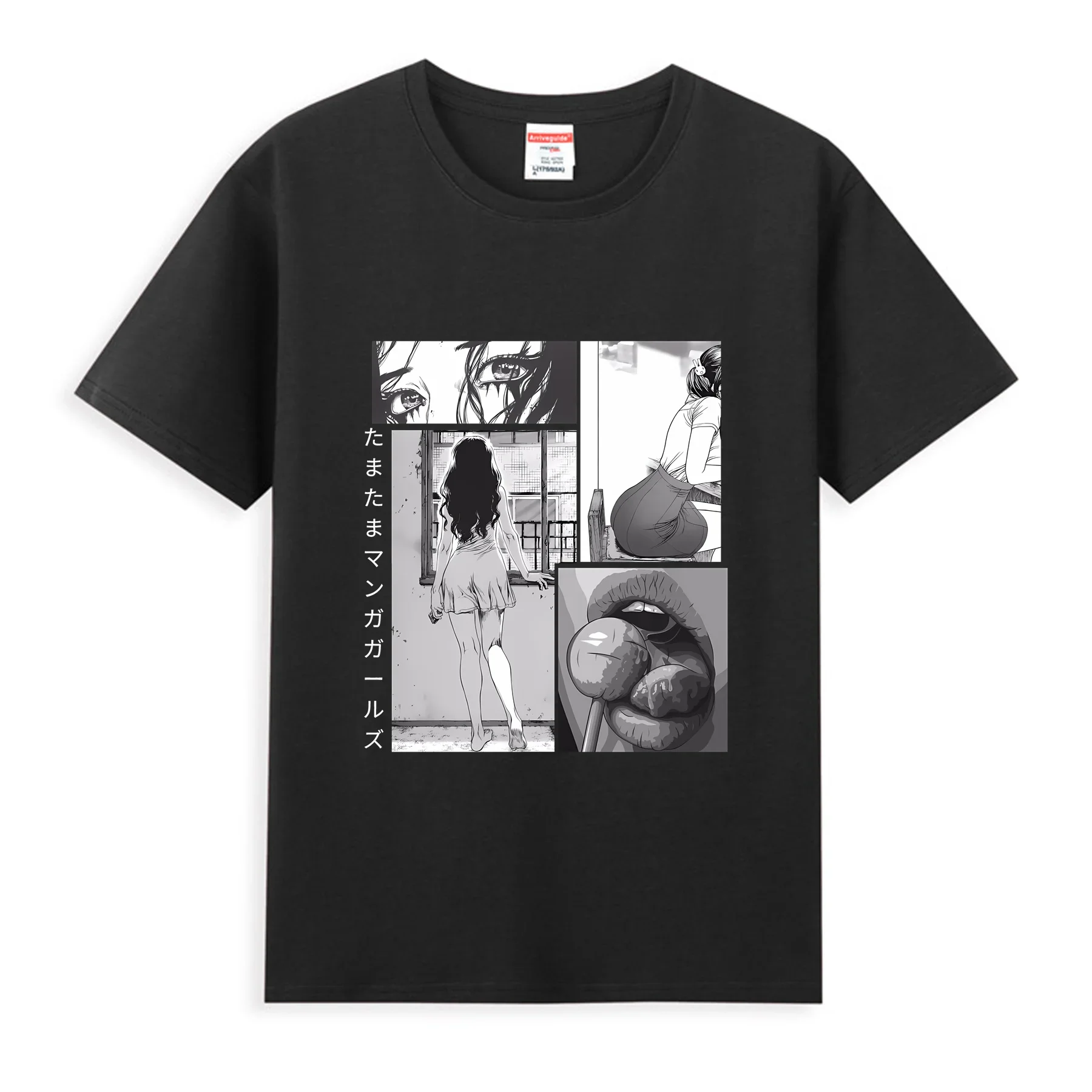 Camiseta divertida para amantes de Manga Harajuku Ahegao para niñas y hombres, 100% de algodón, informal, a la moda, de manga corta, holgada y aireada