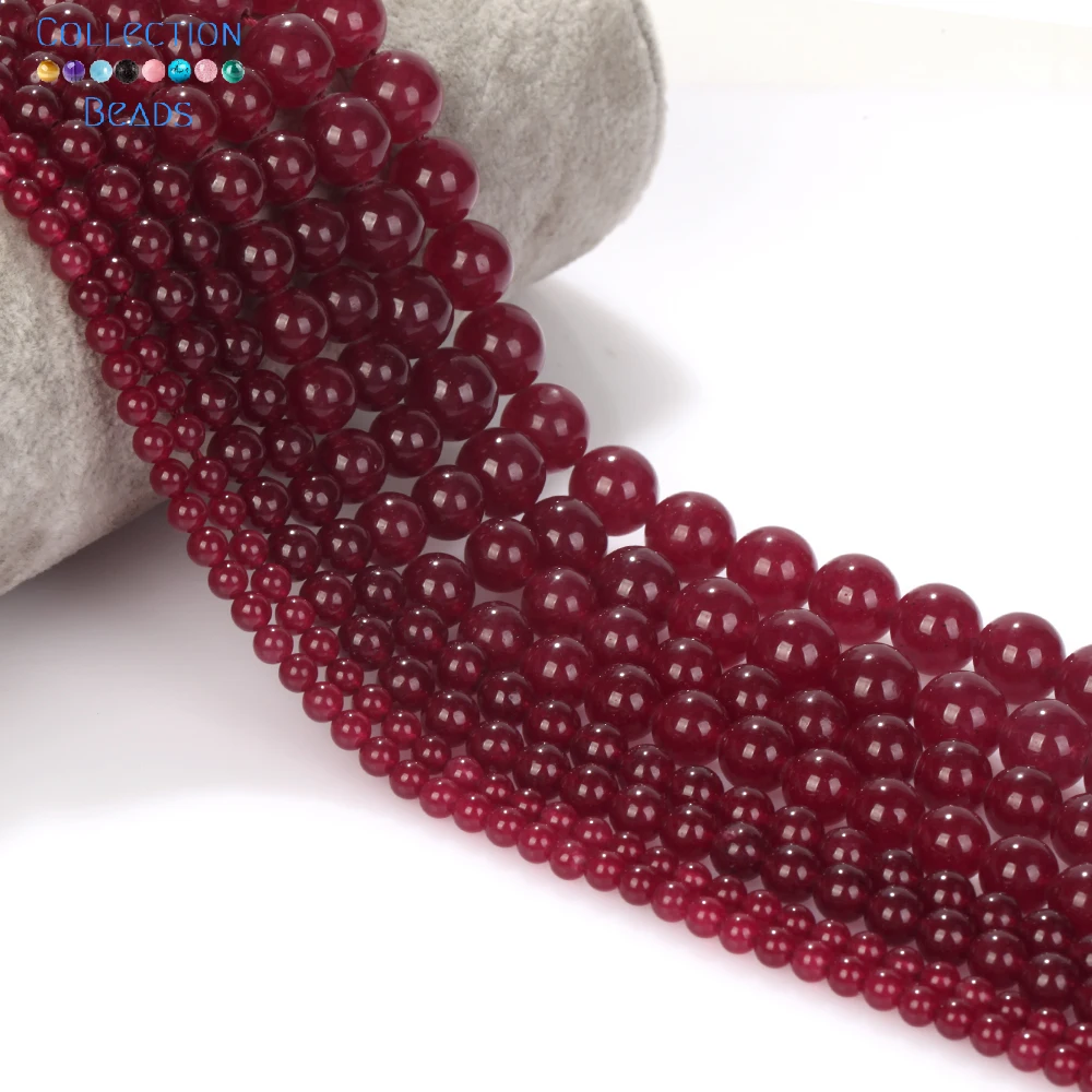 4/6/8/10mm Natural Stone Beads Ruby Jade Round Spacer Loose Beads For Jewelry Making DIY Bracelets Accessories 15\'\'