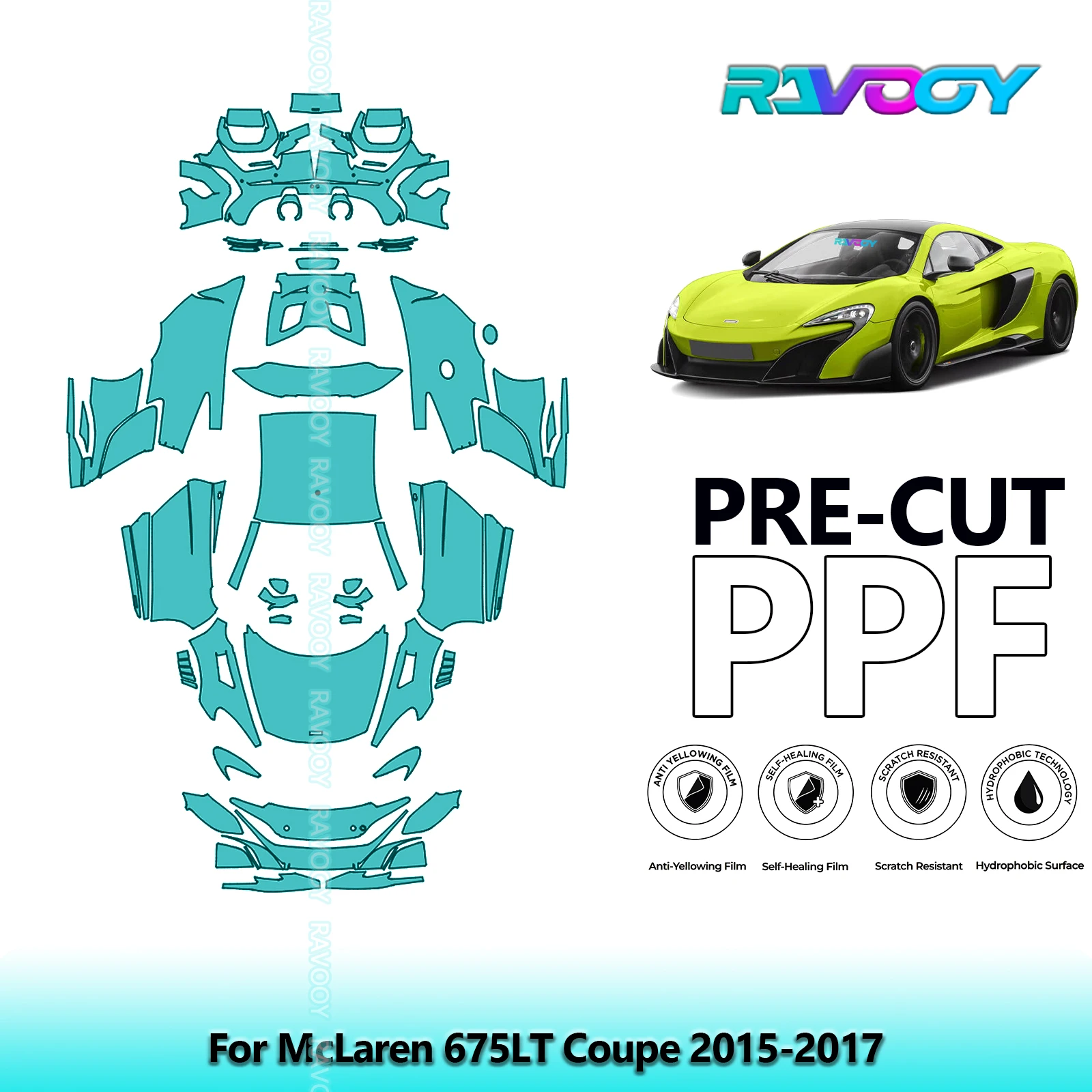 

8.5Mil Precut PPF Paint Protection Film Full Vehicle For McLaren 675LT Coupe 2015-2017