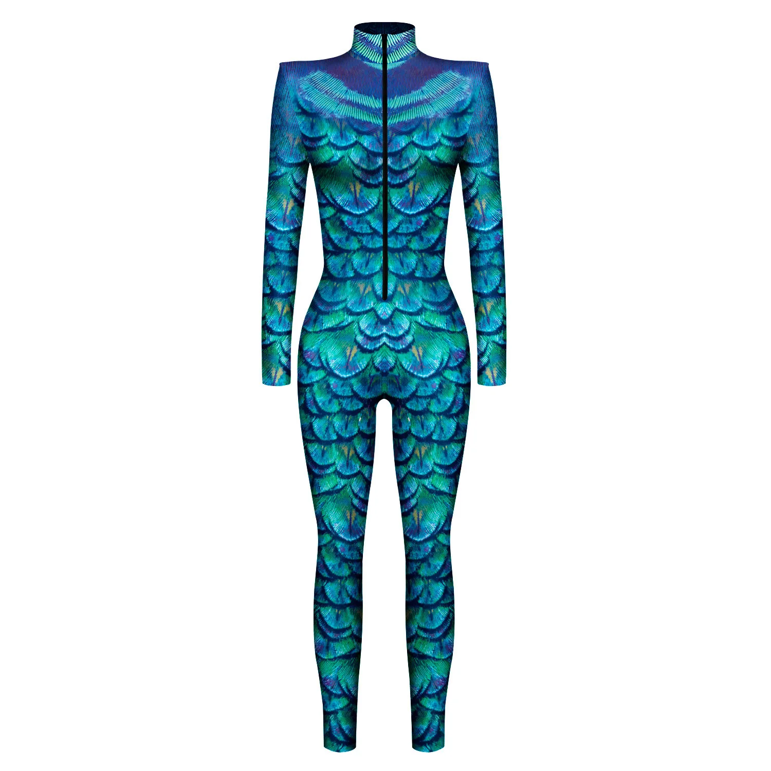 Herren Damen Punk Future Roboter Drache Schlange Totenkopf 3D-Druck Bodysuit Erwachsenen-Halloween-Kostüm Party Rollenspiel Schlanker Jumpsuit – Detail 19