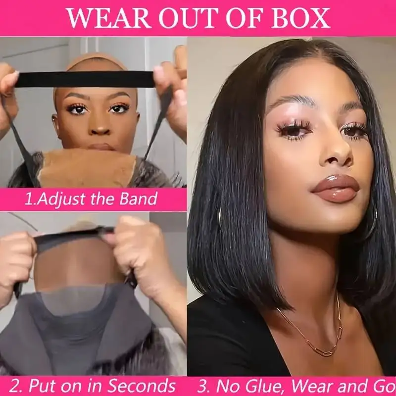 10 12 بوصة 4x4 HD شفافة العظام مستقيم الدانتيل الجبهة الباروكات 220 الكثافة الطبيعية HD الدانتيل البرازيلي خصلات الشعر المستعار الإنسان للنساء