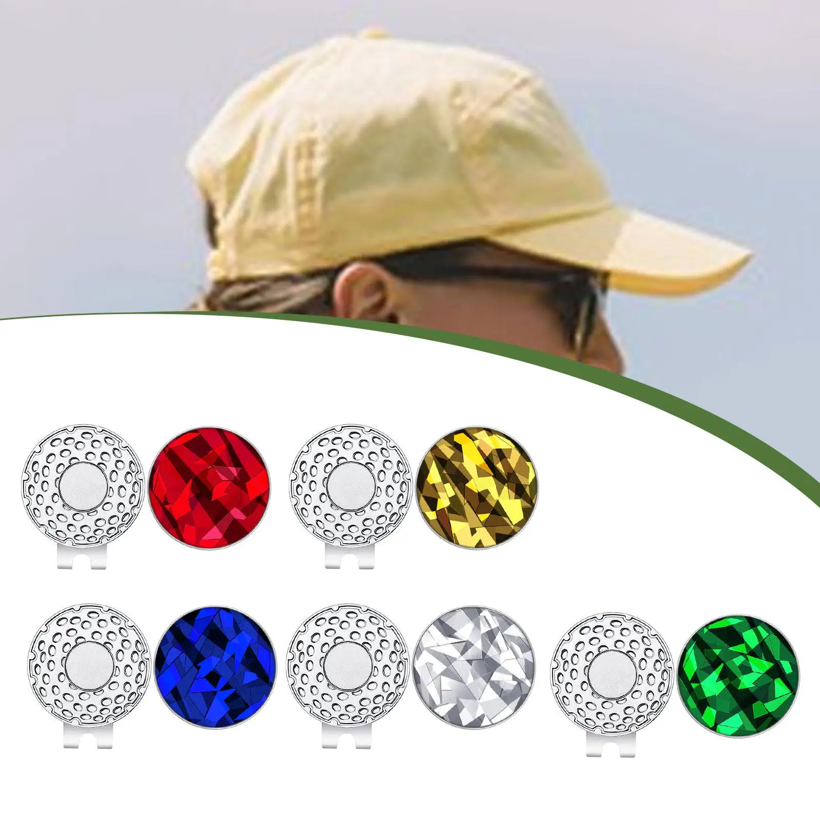 مشبك قبعة الجولف، إكسسوارات الجولف المدمجة المزخرفة، قبعة معدنية أنيقة احترافية