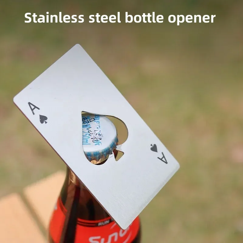 

1Pcs Creative Poker Shaped Bottle Can Opener Stainless Steel Credit Card Size Bar Restaurant Beer Metal Opening Tool Gift