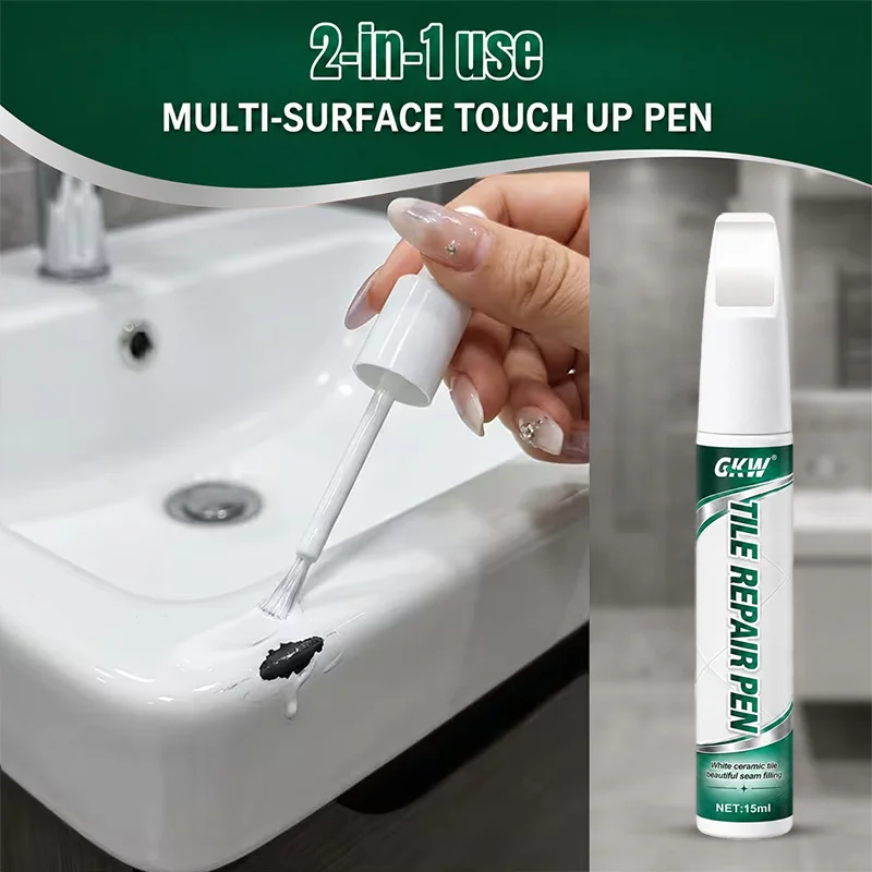 White Waterproof Tile Grout Pen, One‑Step Grout Repair, for Kitchen Bathroom DIY Tile Renewal