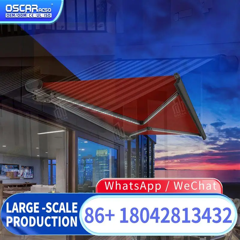 New Design Outdoor Folding Retractable Motorized Awning Waterproof Aluminum Sun Shade for Home Patio Deck in US UK Retractable A