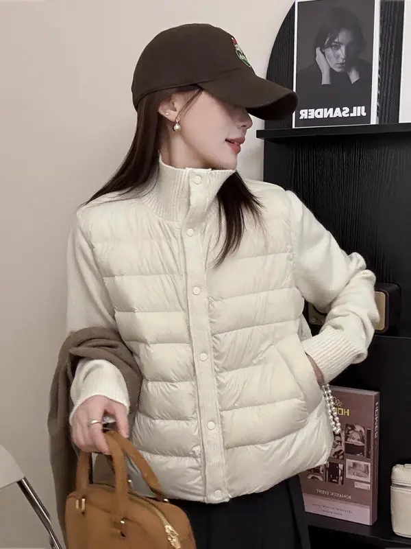 

Women's Stand Collar Quilted Puffer Jacket, Lightweight Short Coat, Trendy Fall Winter Outerwear