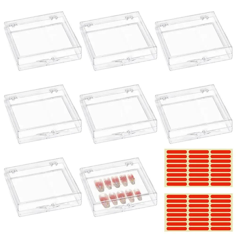 

8 Pack Press On Nail Organizer, Nail Packaging for Press Ons, Clear Plastic Fake Nail Holder Organizer Acrylic Nail Display S