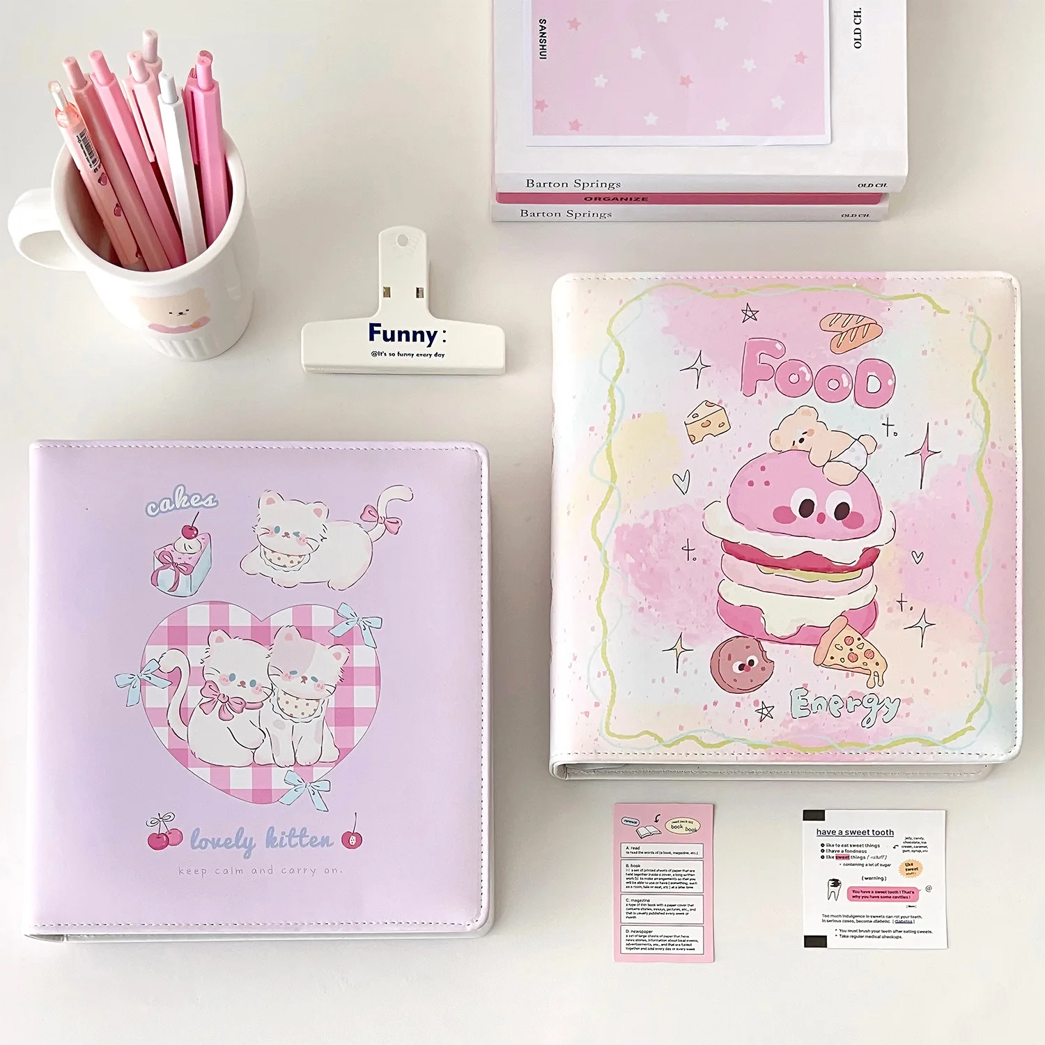 Cute Large A5 Wide 6-Ring Cartoon Cat PU Binder Album - 3/4/6/8 Inch Photo Organizer Idol Photocard Collector Book 콜렉트북