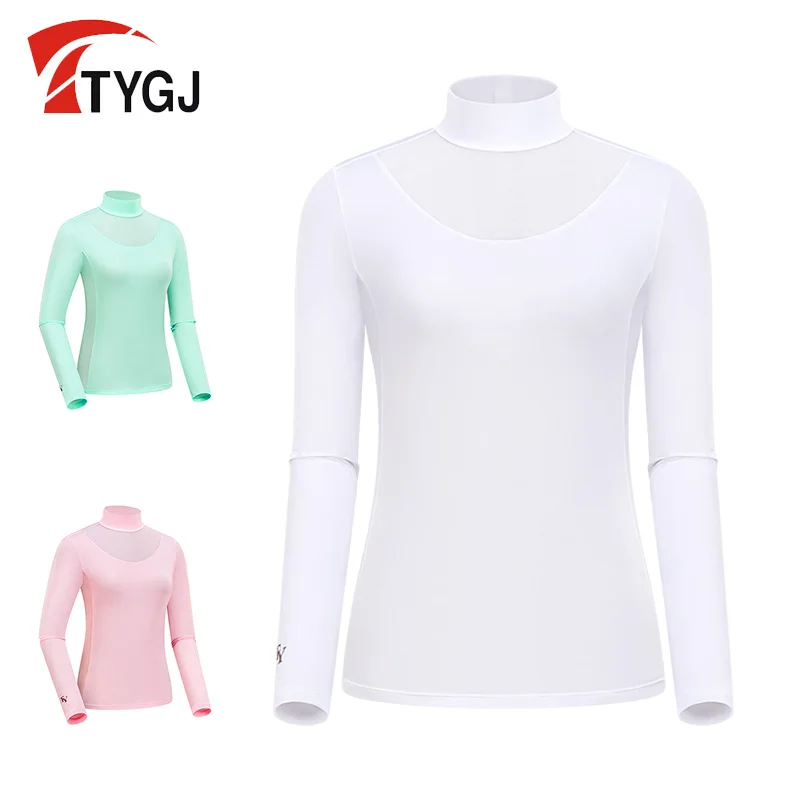 

TTYGJ Golf Women's Summer Ice Silk Cool Sunscreen Bottom Shirt Golf Ball Clothing Long sleeved T-shirt Top Women's