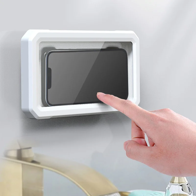 Soporte giratorio retráctil e impermeable para teléfono móvil, funda para ducha y soporte de pared para teléfono.
